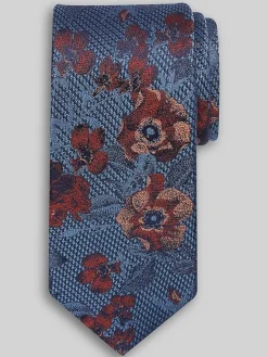 Ties-Joseph Abboud Abstract Floral Stripe Tie Char/Blue