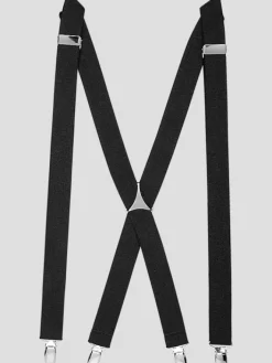 Suspenders|Formal Accessories-Egara Adjustable Solid Clip Suspenders Black