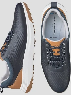 Oxfords|Sneakers-Johnston &Amp; Murphy Amherst Plain Toe U-Throat Golf Shoes Navy Knit