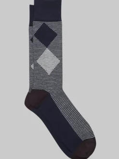 Socks-Pronto Uomo Argyle and Stripe Socks, 1-pair Blue