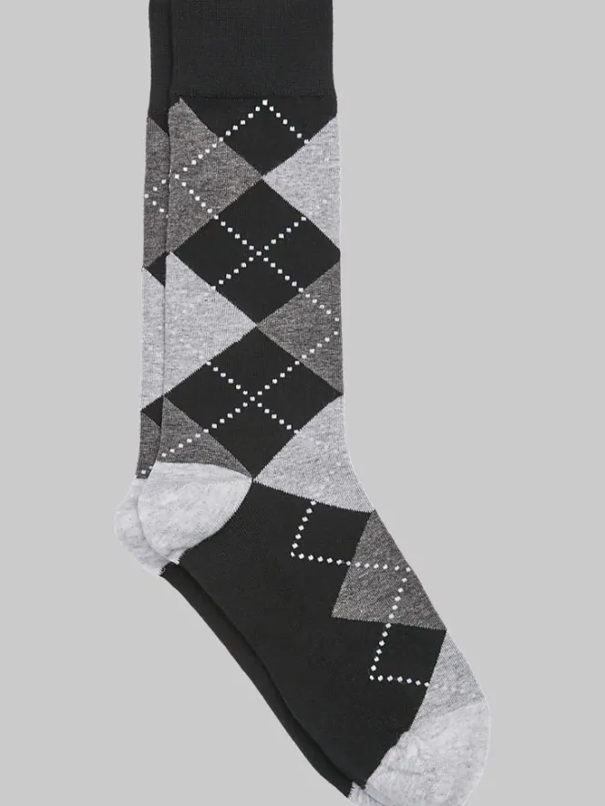 Socks-Egara Argyle Socks, 1-pair Black