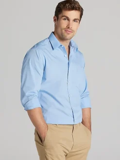 Solid Dress Shirts|Dress Shirts-Van Heusen Athletic Fit Solid Poplin Dress Shirt Black