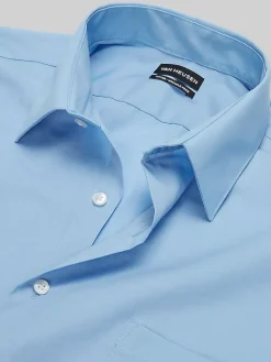 Solid Dress Shirts|Dress Shirts-Van Heusen Athletic Fit Solid Poplin Dress Shirt Black