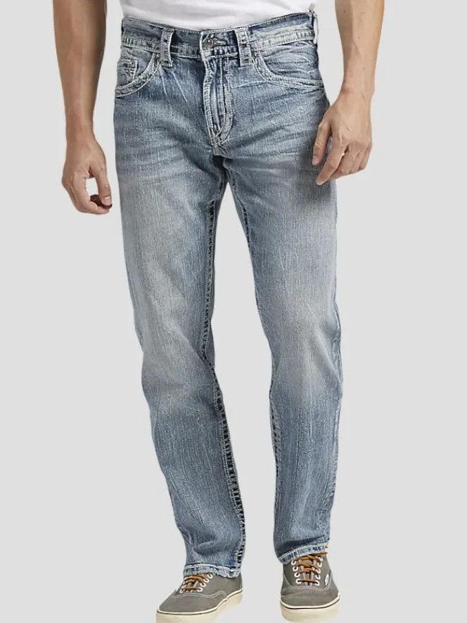 Casual Pants & Chinos|Casual Pants & Chinos-Silver Jeans Athletic Fit Tapered Leg Lightweight Casual Jeans Medium Wash