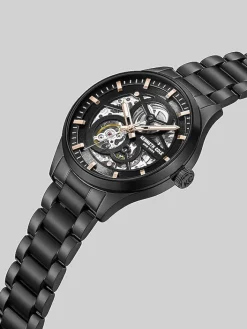 Watches-Kenneth Cole Automatic Bracelet Watch Black