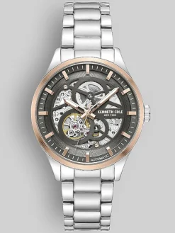 Watches-Kenneth Cole Automatic Bracelet Watch Silver