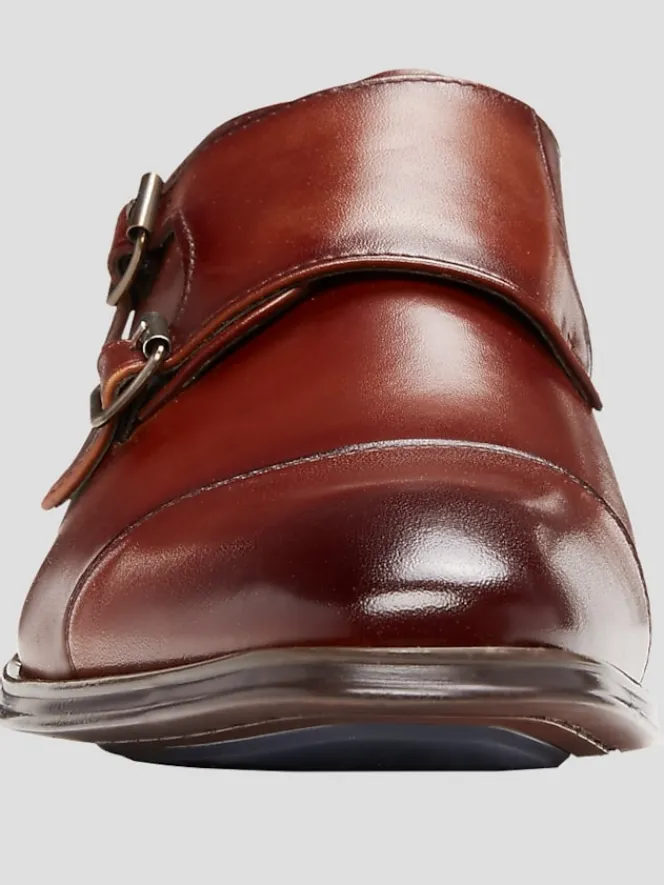 Dress & Formal Shoes-Stacy Adams Bayne Leather Cap Toe Double Monk Strap Dress Shoes Black