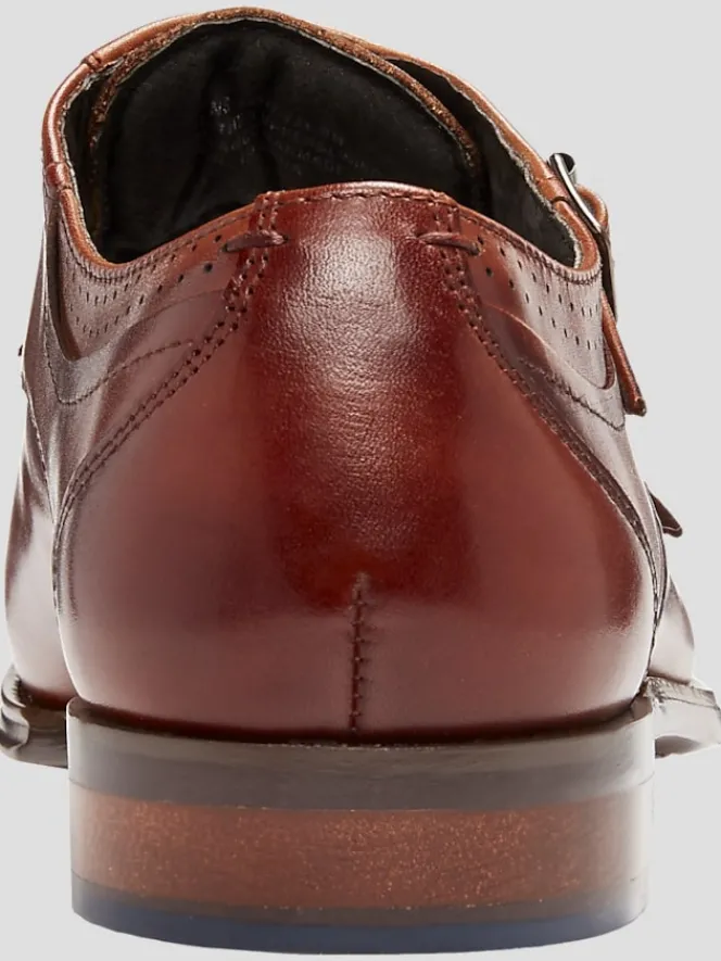 Dress & Formal Shoes-Stacy Adams Bayne Leather Cap Toe Double Monk Strap Dress Shoes Black