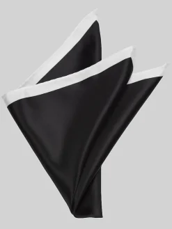 Formal Accessories|Pocket Squares-Egara Bordered Pocket Square Black/White