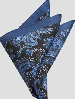 Pocket Squares-Joseph Abboud Botanical Paisley Silk Pocket Square Brown