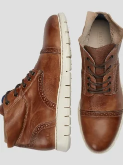 Oxfords|Sneakers-Bedstu Bowery II Leather Cap Toe High-Top Sneakers Tan