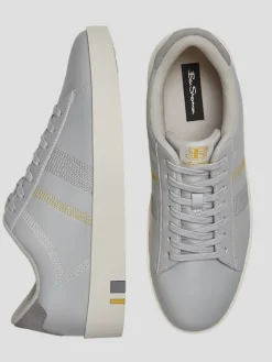 Sneakers|Casual Shoes-Ben Sherman Boxwell Leather 7-Eye Lace-To-Toe Sneaker Gray