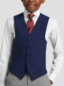 Boys Clothing-Joseph Abboud Boys Slim Fit Suit Vest Blue/Postman