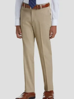 Boys Clothing-Joseph Abboud Boys Suit Pants Tan Solid