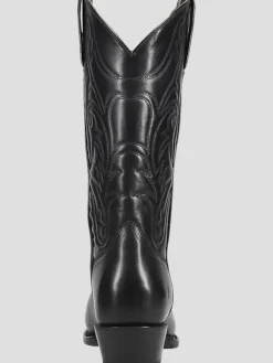 Boots-Frye Bruce Pull-On Plain Toe Cowboy Boots Black