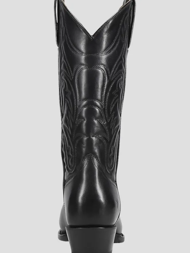 Boots-Frye Bruce Pull-On Plain Toe Cowboy Boots Black