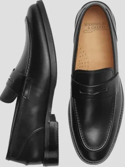 Loafers & Slip-ons-Warfield &Amp; Grand Camino Leather Moc Toe Penny Loafers Black