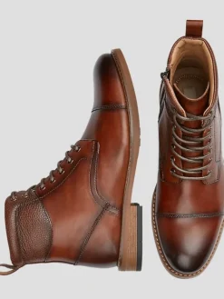 Boots-Joseph Abboud Cap Toe Inside Zipper Ankle Boots Black