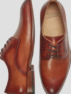 Oxfords|Dress & Formal Shoes-Warfield &Amp; Grand Cassett Italian Leather Medallion Toe Oxfords Tan