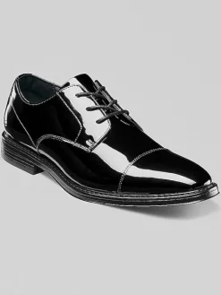 Oxfords|Dress & Formal Shoes-Nunn Bush Centro Formal Flex Cap Toe Oxfords Black Patent