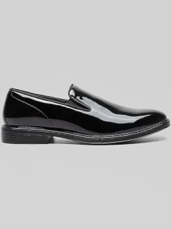 Loafers & Slip-ons|Dress & Formal Shoes-Nunn Bush Centro Formal Flex Plain Toe Slip-On Shoes Black Patent