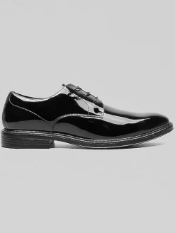 Oxfords|Dress & Formal Shoes-Nunn Bush Centro Formal Flex Plain Toe Oxfords Black Patent