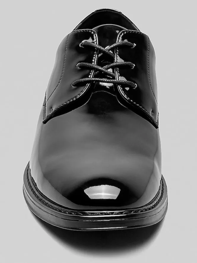 Oxfords|Dress & Formal Shoes-Nunn Bush Centro Formal Flex Plain Toe Oxfords Black Patent