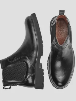 Boots-Vintage Foundry Charles Leather Pull-on Chelsea Boots Black