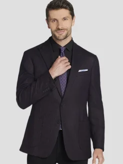 Sport Coats|Sport Coats-Awearness Kenneth Cole CHILLFLEX Herringbone Modern Fit Sport Coat Plum Herringbone