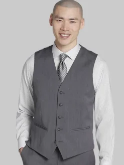 Big & Tall Suits|Vests-Awearness Kenneth Cole CHILLFLEX Modern Fit Suit Vest Black/White Sharkskin