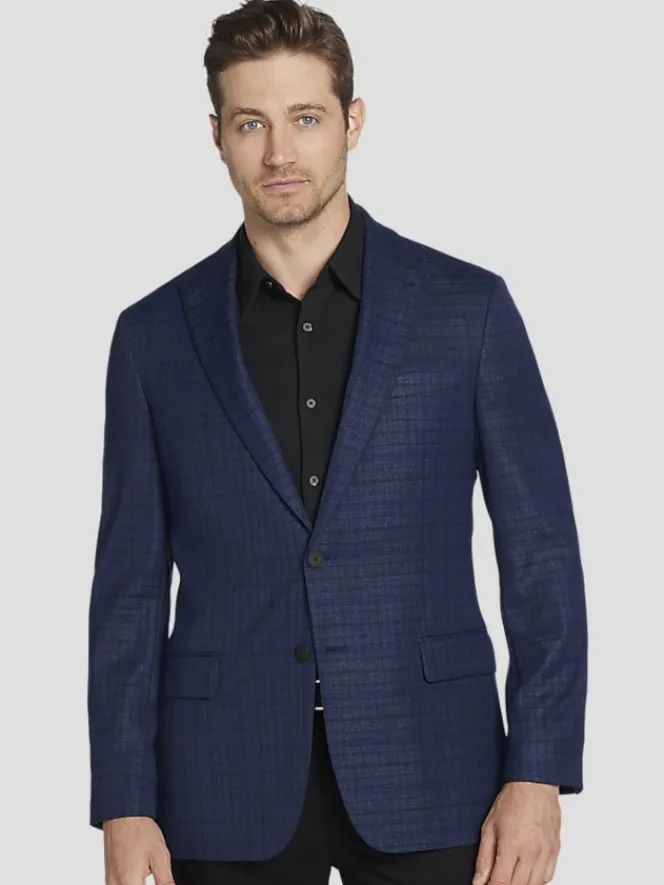 Sport Coats|Sport Coats-Awearness Kenneth Cole CHILLFLEX Modern Fit Wool Blend Sport Coat Blue Check