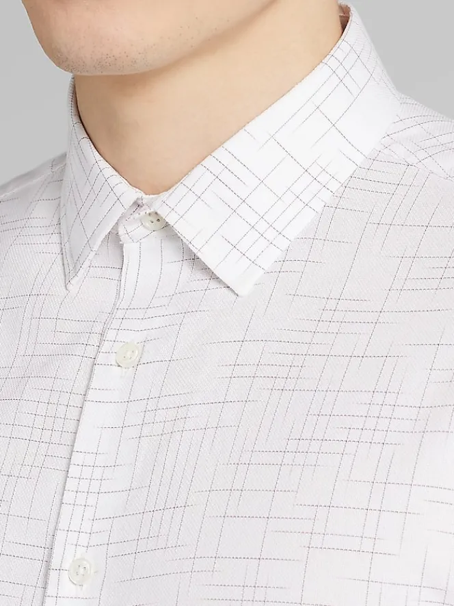 Button Up Shirts|Long Sleeve Button Up Shirts-Awearness Kenneth Cole CHILLFLEX Slim Fit Button Up Shirt White