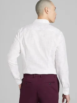 Button Up Shirts|Long Sleeve Button Up Shirts-Awearness Kenneth Cole CHILLFLEX Slim Fit Button Up Shirt White