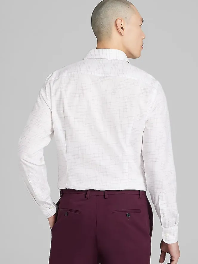 Button Up Shirts|Long Sleeve Button Up Shirts-Awearness Kenneth Cole CHILLFLEX Slim Fit Button Up Shirt White