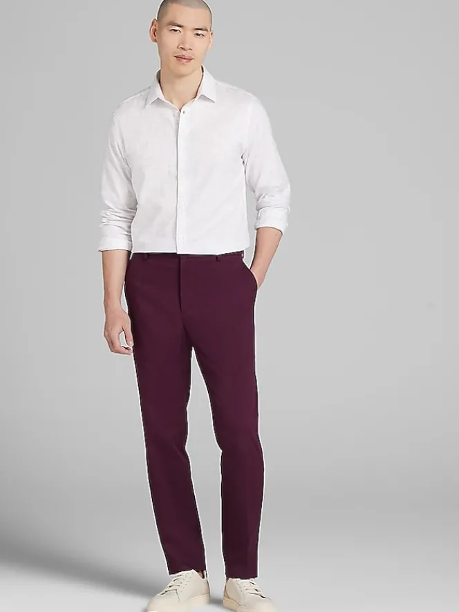 Button Up Shirts|Long Sleeve Button Up Shirts-Awearness Kenneth Cole CHILLFLEX Slim Fit Button Up Shirt White