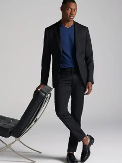 3-piece Suits|Suit Separates-Awearness Kenneth Cole CHILLFLEX Slim Fit Suit Jacket Black Solid