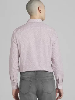 Button Up Shirts|Long Sleeve Button Up Shirts-Awearness Kenneth Cole CHILLFLEX Slim Fit 4-Way Stretch Button Up Shirt Red