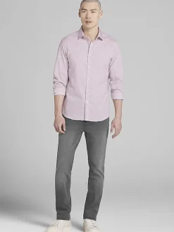 Button Up Shirts|Long Sleeve Button Up Shirts-Awearness Kenneth Cole CHILLFLEX Slim Fit 4-Way Stretch Button Up Shirt Red