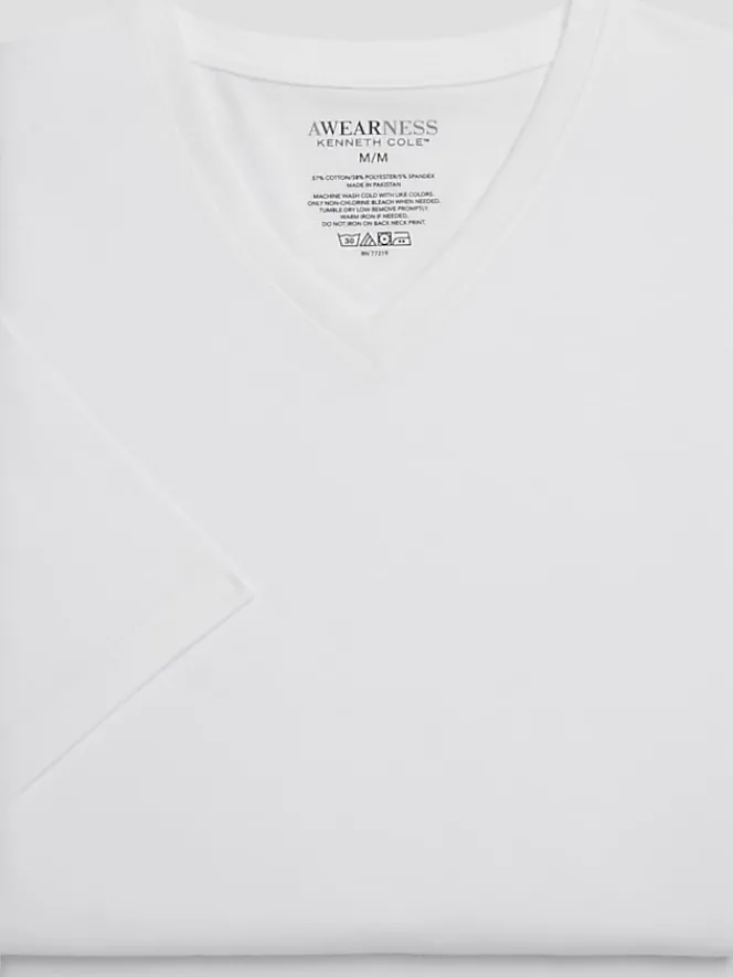 Underwear-Awearness Kenneth Cole ChillFlex V-Neck T-Shirt, 2-pack White
