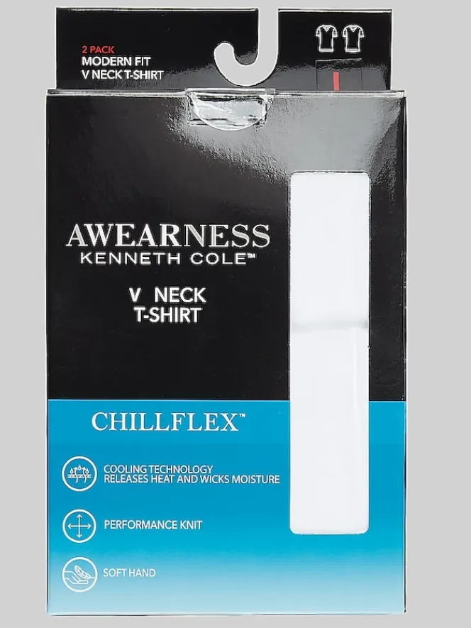Underwear-Awearness Kenneth Cole ChillFlex V-Neck T-Shirt, 2-pack White