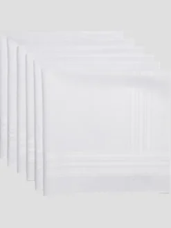 Formal Accessories|Pocket Squares-Pronto Uomo Classic Cotton Handkerchiefs, 6-Pack White