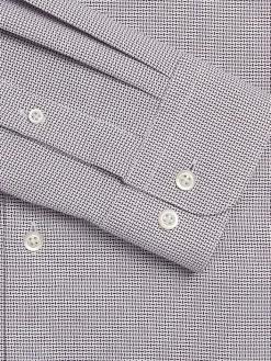 Dress Shirts|Solid Dress Shirts-Pronto Uomo Classic Fit 100% Cotton Basketweave Dress Shirt Red Check