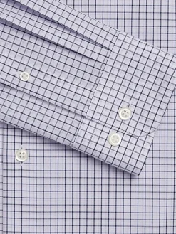 Patterned Dress Shirts|Dress Shirts-Pronto Uomo Classic Fit 100% Cotton Check Dress Shirt Lavender Check