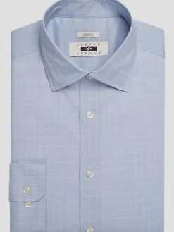 Designer Dress Shirts|Dress Shirts-Joseph Abboud Classic Fit 100% Cotton Windowpane Dress Shirt Blue