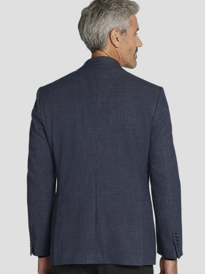 Sport Coats|Sport Coats-Pronto Uomo Classic Fit Check Sport Coat Navy Check