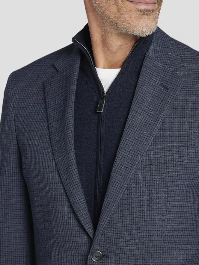 Sport Coats|Sport Coats-Pronto Uomo Classic Fit Check Sport Coat Navy Check