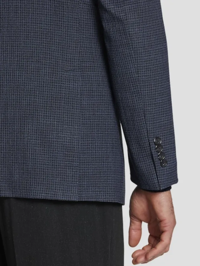 Sport Coats|Sport Coats-Pronto Uomo Classic Fit Check Sport Coat Navy Check