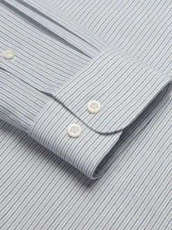 Big & Tall Dress Shirts|Patterned Dress Shirts-Wilke-Rodriguez Classic Fit Fine Line Stripe Dress Shirt Green