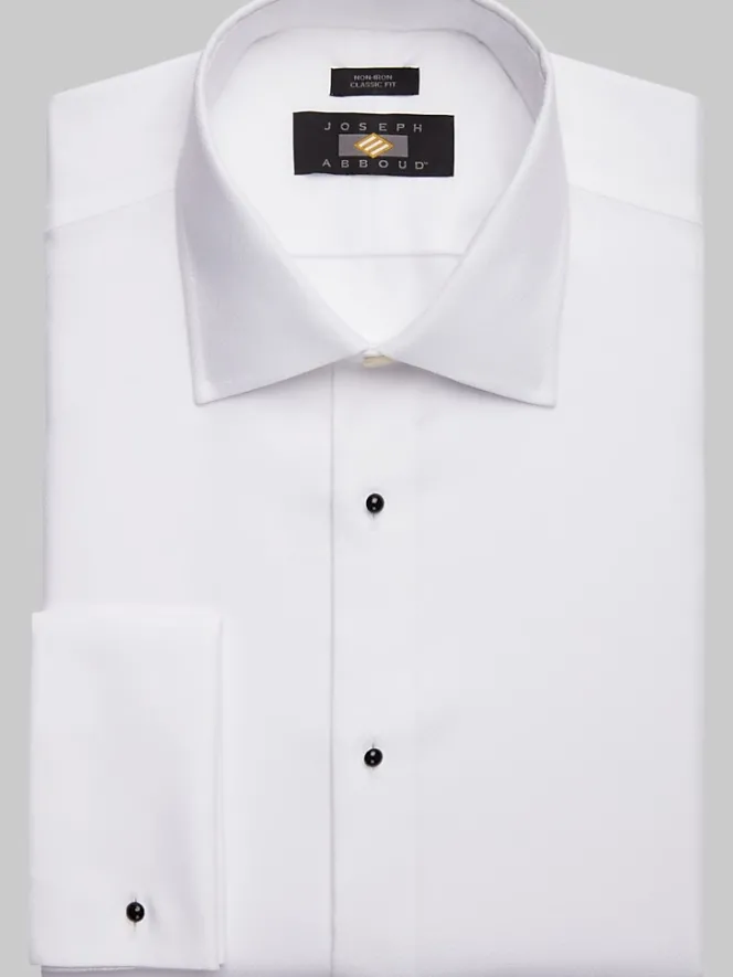 Big & Tall Dress Shirts|Formal Shirts-Joseph Abboud Classic Fit French Cuff Tuxedo Formal Shirt Navy Solid
