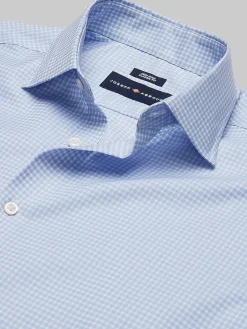 Patterned Dress Shirts|Designer Dress Shirts-Joseph Abboud Classic Fit Gingham Dress Shirt Lt Blue